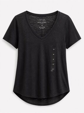 Banana Republic Black V-Neck Short Sleeve Tee